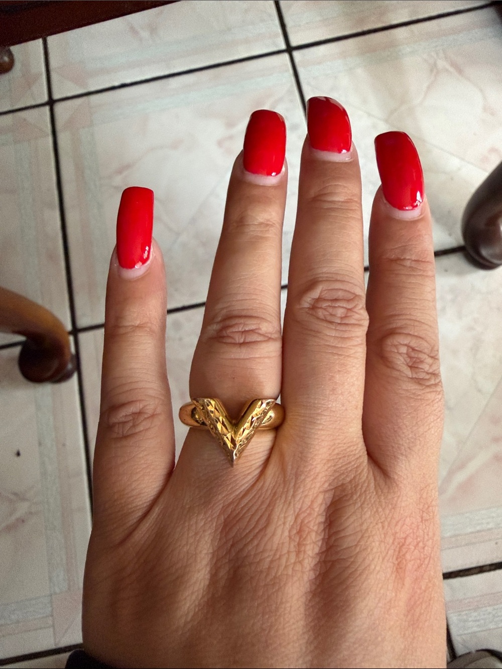 Louis Vuitton Gold V-Chevron Ring